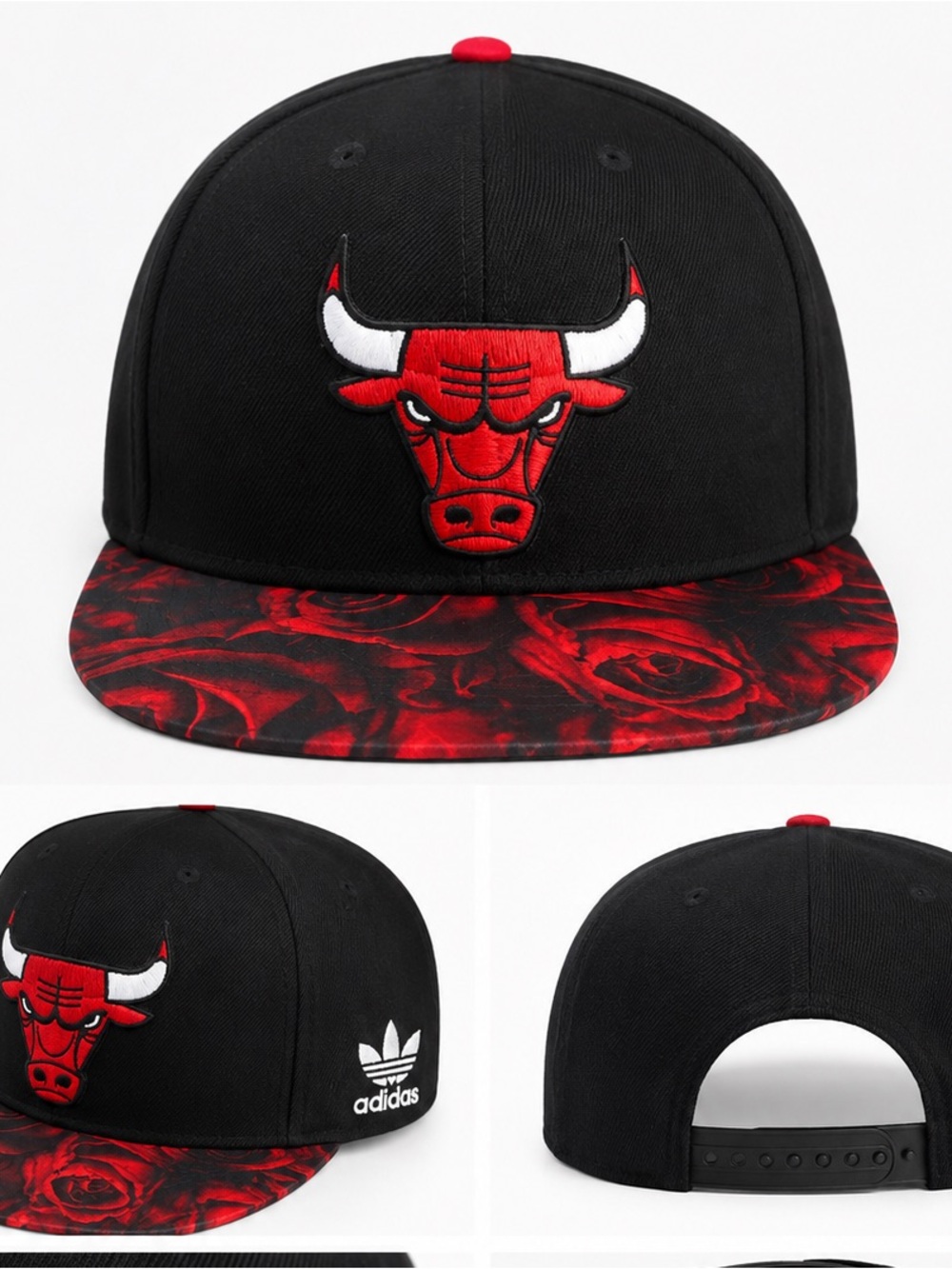 Chicago Bulls Black & Red Flat Brim Cap